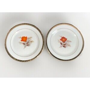 American Limoges Vermillion Rose 6 3/8" Bread and Butter Plate 22kt Gold Trim